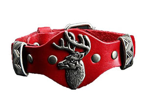 Armband av läder med Älg Cool Moose Röd