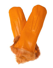 Ladda in bilden i Gallerivisaren, Varm och skön tumhandske med kaninpälsfoder Ellegant Orange