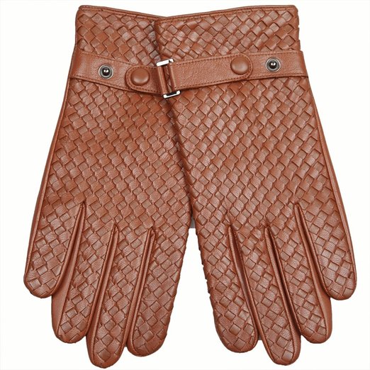 Flätad läderhandskar - Handskar Rea - Tunna Handskar - Ljusbrun –  Handskbutiken