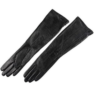 Långa handskar lammskinn svart