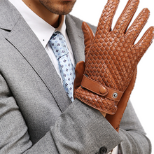 Ladda in bilden i Gallerivisaren, Flätad läderhandskar - Handskar Rea - Tunna Handskar - Ljusbrun