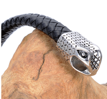 Ladda in bilden i Gallerivisaren, Stilrent läderarmband Cool Moose Svart