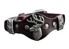 Ladda in bilden i Gallerivisaren, Armband av läder med Älg Cool Moose Brun