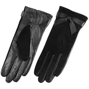 Handskbutiken handskar med rosett lammnappa svart