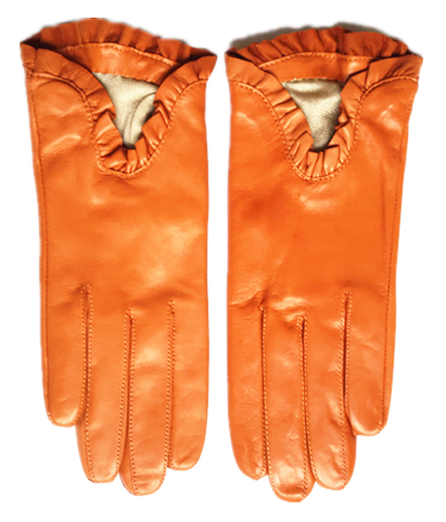 Handskar Skinhandskar Damhandskar Sidenfoder Orange Ravel - Rea